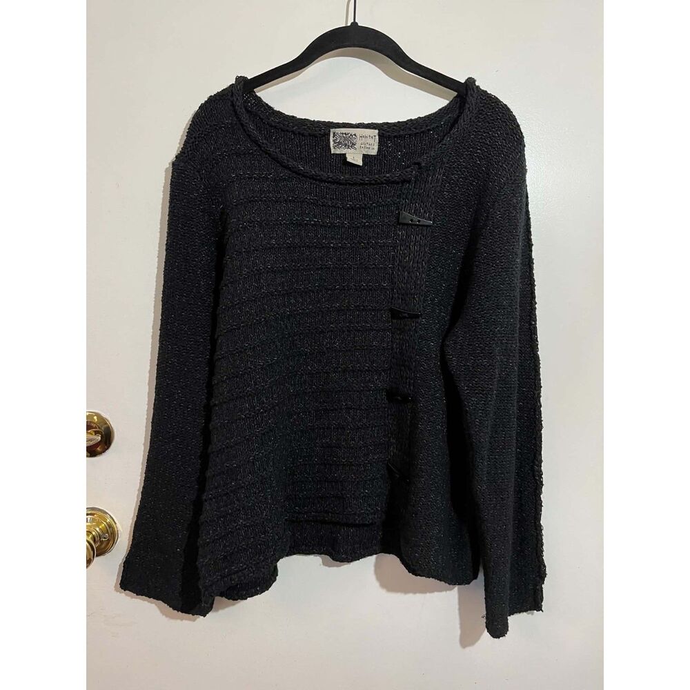 Habitat Clothes To Live In Black Tonal Texture Toggle Accent Sweater Size L